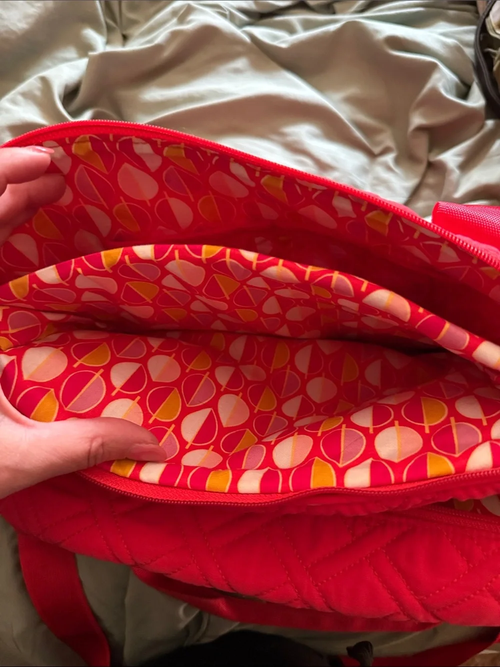 Vera Bradley Quilted Tote in Bright Red